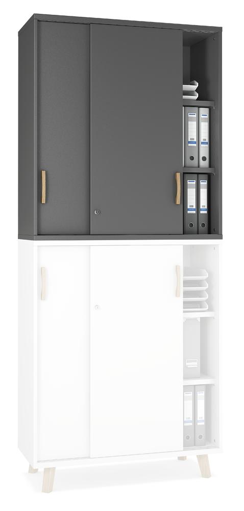 Schiebetüren-Aufsatzschrank SMART MODUL | Anthrazit | 1000 | 1110 mm (3 OH)