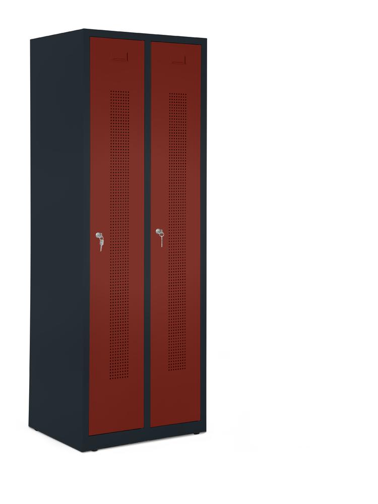 Garderobenspinde ohne Unterbau | Rubinrot RAL 3003 | Bodenstehend | 300 | Zylinderschloss
