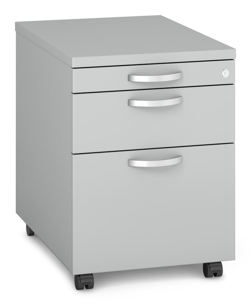 Rollcontainer MULTI M pro | Lichtgrau | 600 | 1 + 1 Schübe + 1 Hängeregistratur