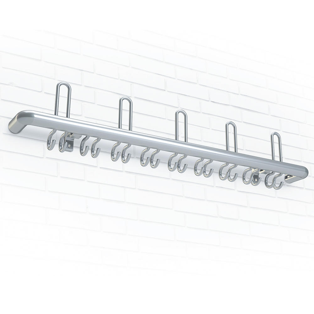 Wandgarderobe aus Aluminium, Sicherheitsgarderobe | 4 Hut- und 14 Mantelhaken
