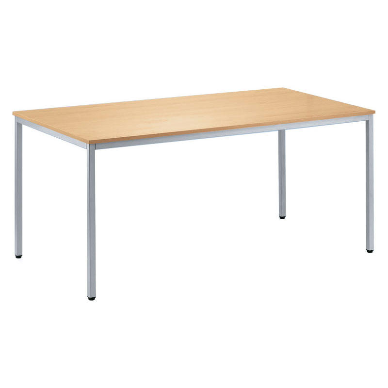Besprechungstisch DESKIN LINE | Buchedekor | 1600 | 800 | Alusilber RAL 9006 | Rechteck