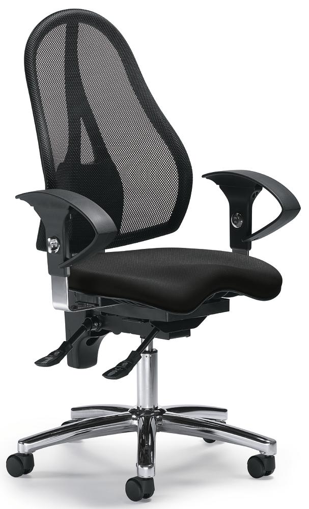 Bürostuhl SITNESS 40 NET mit Armlehnen | Schwarz/Schwarz | Verchromt