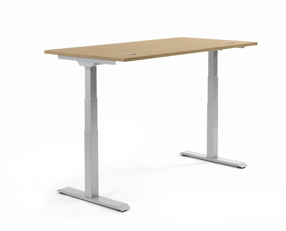 Höhenverstellbarer Schreibtisch FLEX MODUL | Eiche hell | 1200 | Alusilber