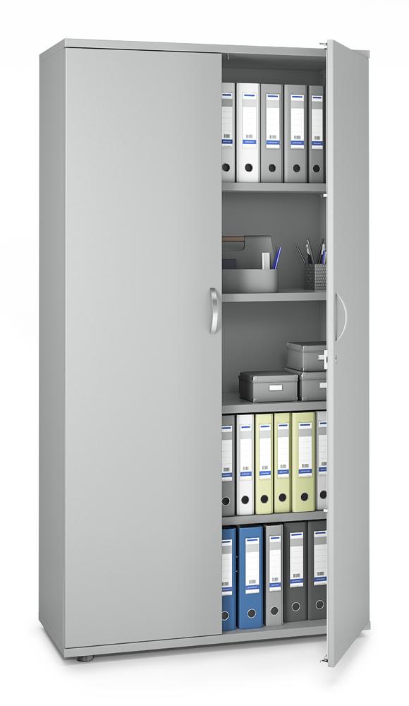 Flügeltürenschrank MULTI M pro | Lichtgrau | 1000 | Türanschlag Mitte