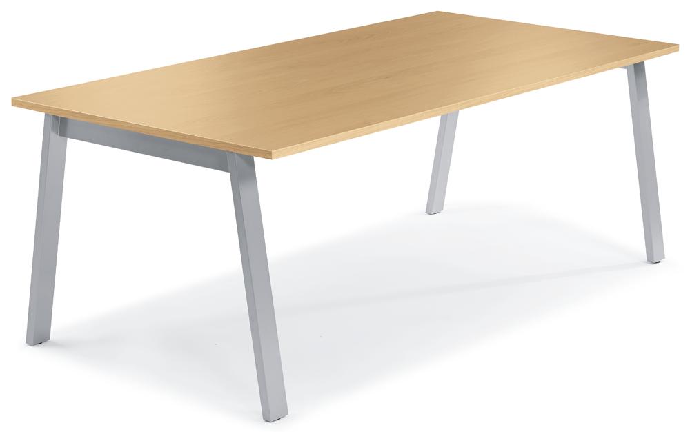 Konferenztisch DESKIN RIO | Buchedekor | 1600 | Alusilber RAL 9006
