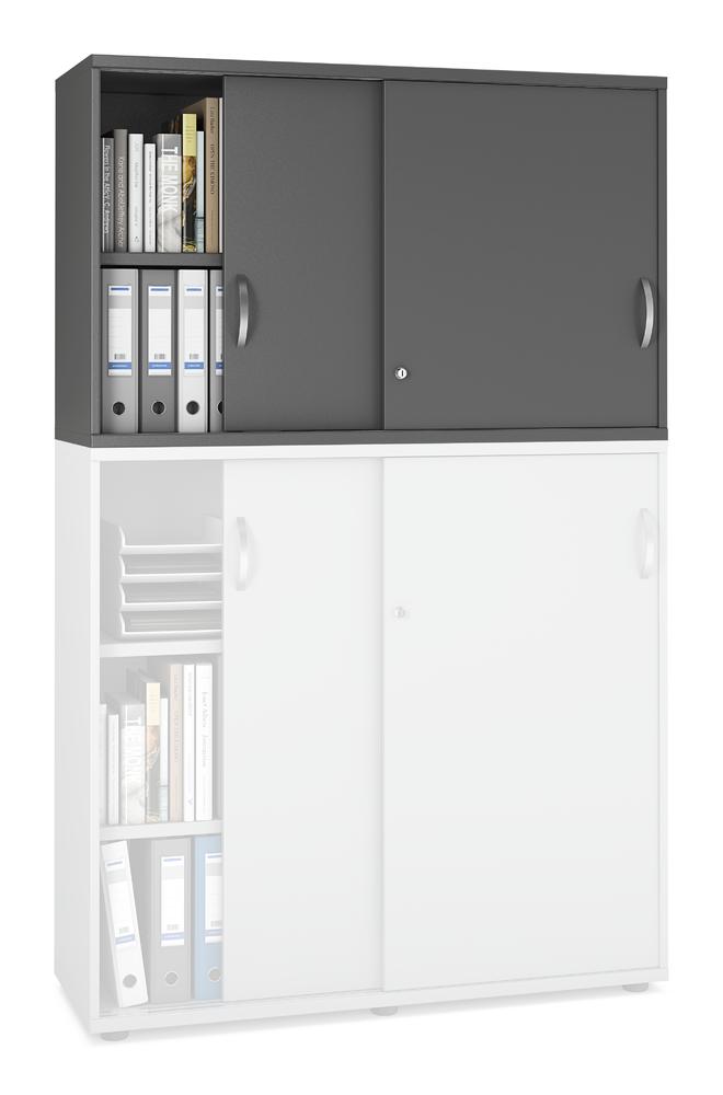 Schiebetüren-Aufsatzschrank MULTI M pro | Anthrazit | 1200 | 750 mm (2 OH)