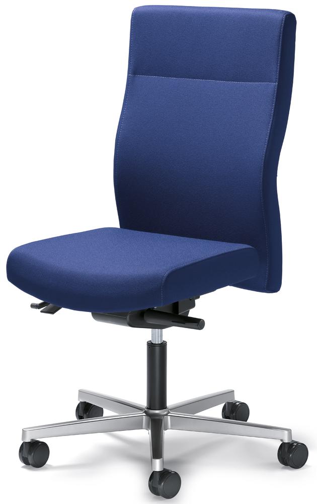 Bürodrehstuhl D001 ohne Armlehnen | Blau | Sitzneigeverstellung-Automatik, Sitztiefenverstellung | Alusilber
