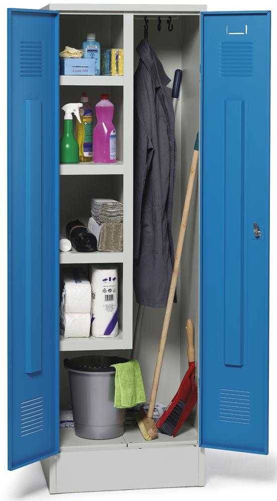 Putzmittel-Stahlspind / Putzmittelschrank | Lichtblau RAL 5012