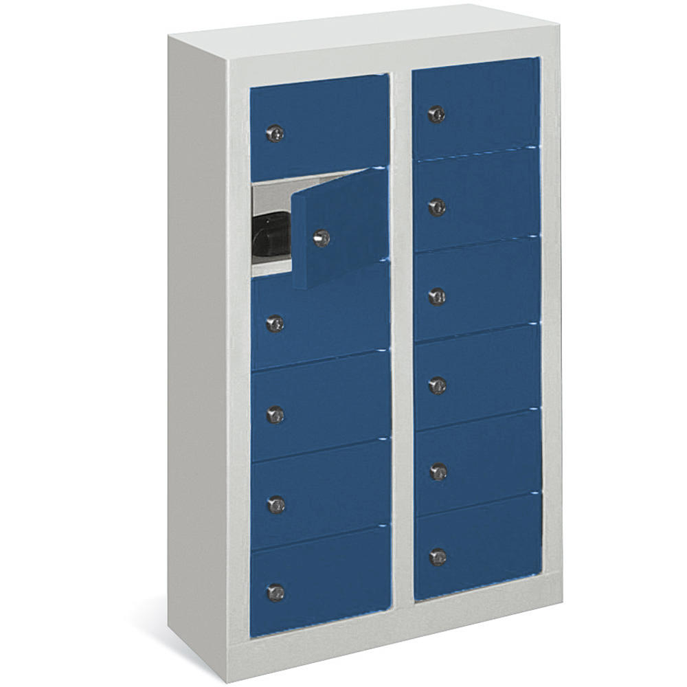 Kleinfachschrank 2 x 6 Fächer | Enzianblau RAL 5010 | 815 | ohne Etikettenrahmen | 12