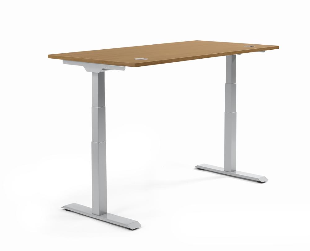 Höhenverstellbarer Schreibtisch FLEX MODUL | Nussdekor | 1200 | Alusilber