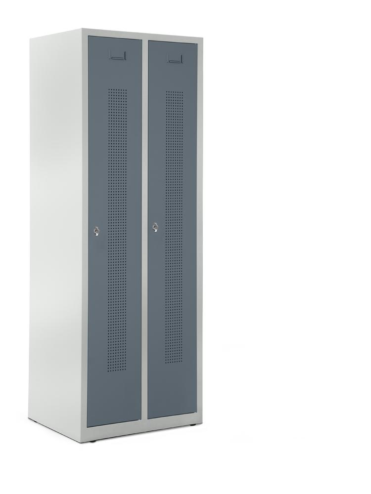 Garderobenspinde SYSTEM SP1 ohne Unterbau | Blaugrau RAL 7031 | Bodenstehend | 300 | Drehriegelverschluss