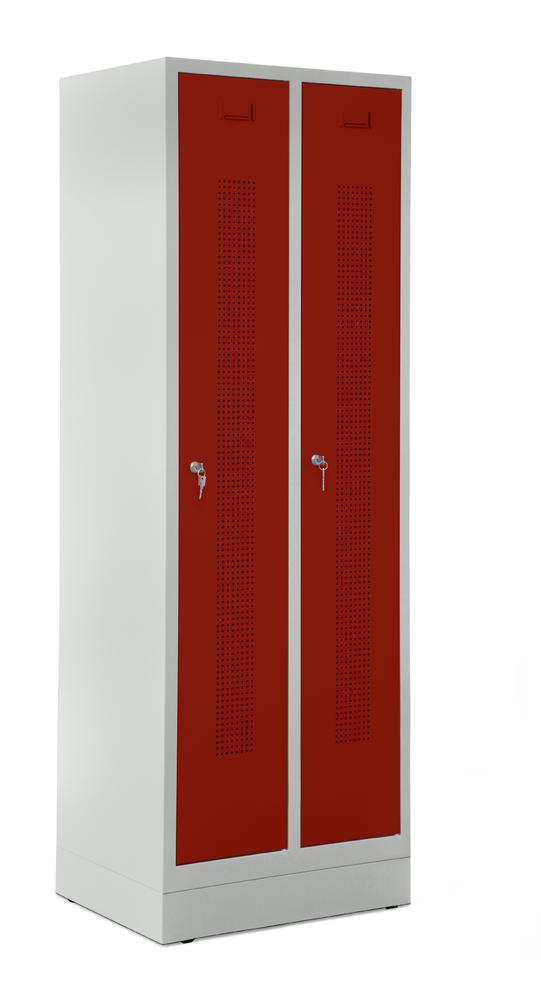 Garderobenspinde SYSTEM SP1 mit Sockel | Rubinrot RAL 3003 | mit Sockel | 300 | Zylinderschloss