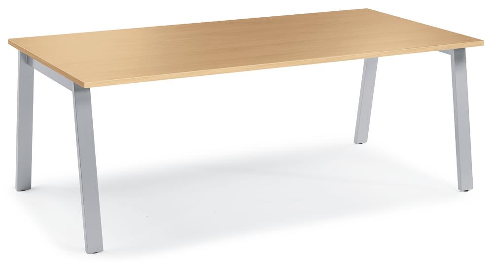 Konferenztisch DESKIN RIO | Buchedekor | 2000 | Alusilber RAL 9006