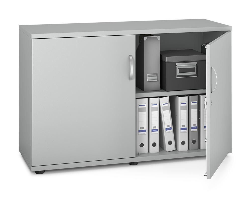 Flügeltürenschrank MULTI M pro | Lichtgrau | 1200 | Türanschlag Mitte | 780 mm (2 OH)