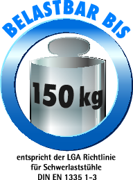 bei gleichmäßig verteilter Last bis 150 Kilogramm belastbar. bei gleichmäßig verteilter Last bis 150 Kilogramm belastbar.