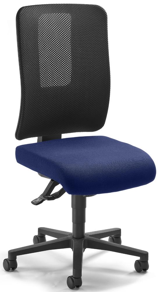 Bürodrehstuhl APERTO ohne Armlehnen | Schwarz/Blau | mit Netzrücken