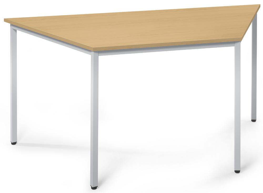 Besprechungstisch DESKIN LINE | Buchedekor | 1600 | 690 | Alusilber RAL 9006 | Trapez