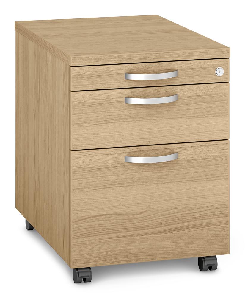 Rollcontainer MULTI M pro | Eiche hell | 600 | 1 + 1 Schübe + 1 Hängeregistratur