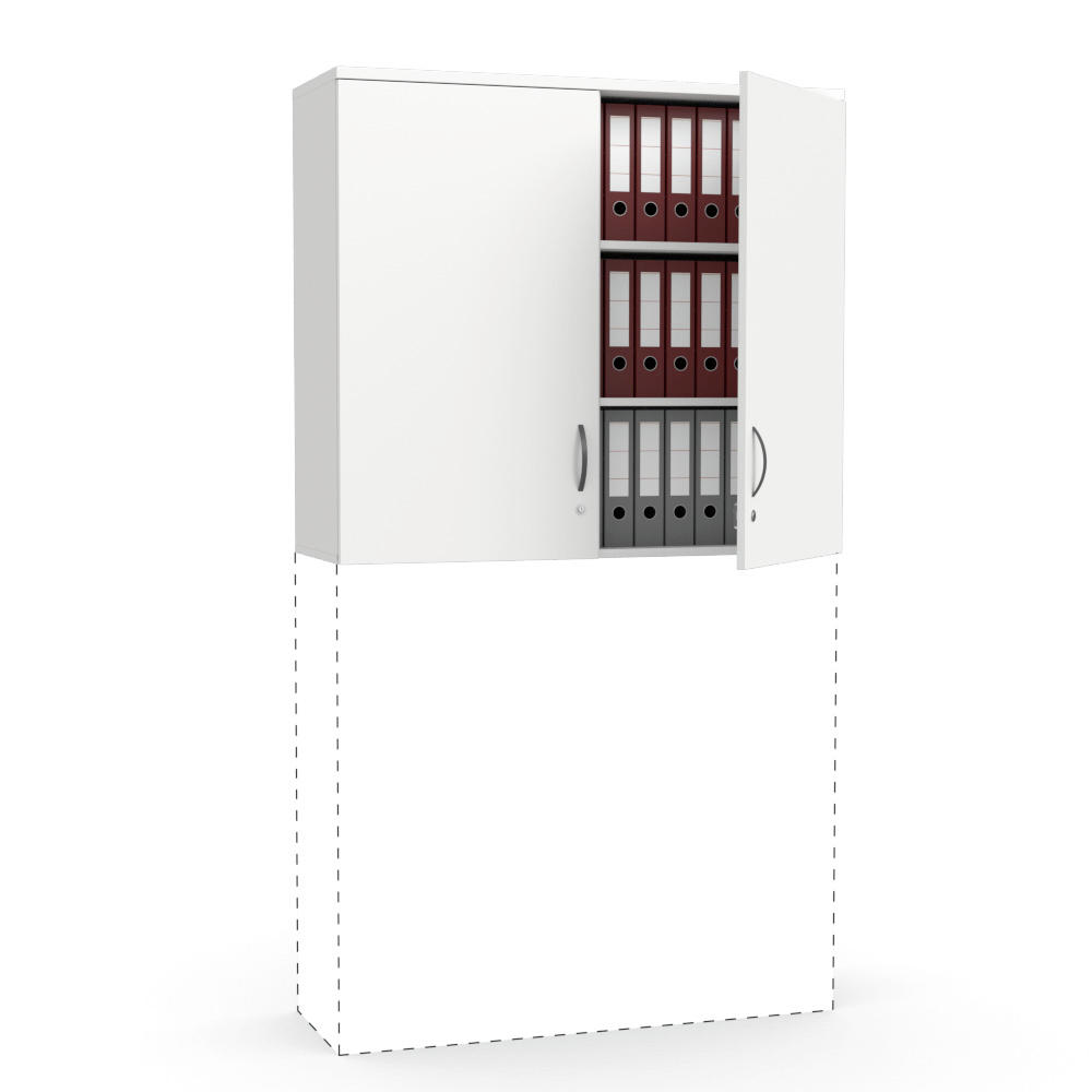 Flügeltüren-Aufsatzschrank MULTI M | Weiß | 1200