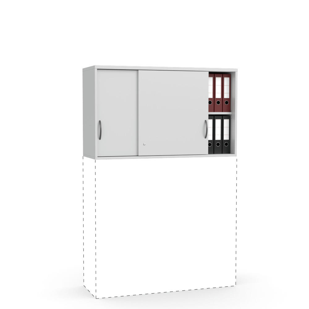 Schiebetüren-Aufsatzschrank MULTI M | Lichtgrau | 710 mm (2 OH)