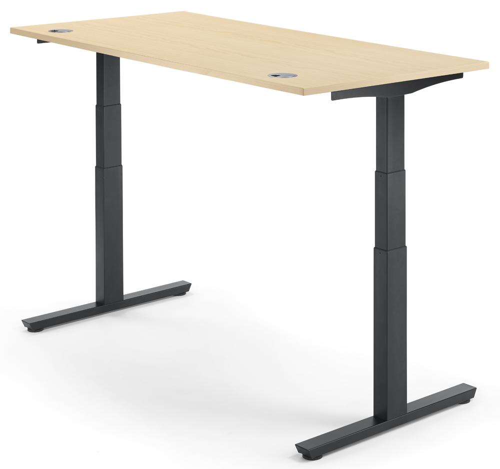 Höhenverstellbarer Schreibtisch COMFORT II MULTI M pro | Ahorndekor | 1200 | Schwarz