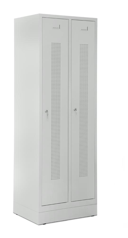 Garderobenspinde SYSTEM SP1 mit Sockel | Lichtgrau RAL 7035 | mit Sockel | 300 | Zylinderschloss