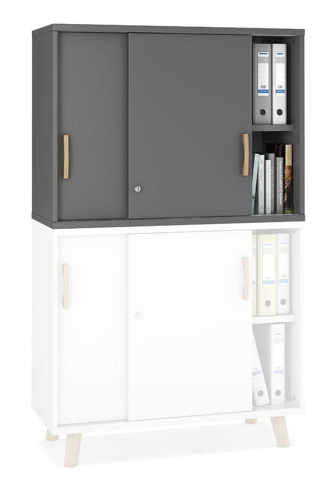 Schiebetüren-Aufsatzschrank SMART MODUL | Anthrazit | 1000 | 750 mm (2 OH)