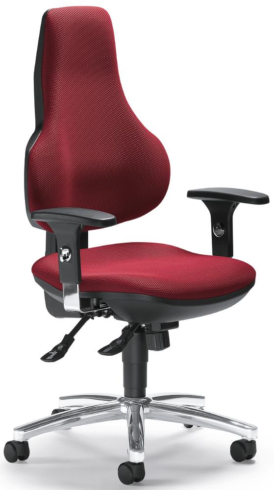 Bürostuhl COMFORT FIT DELUXE mit Armlehnen | Rot | Verchromt