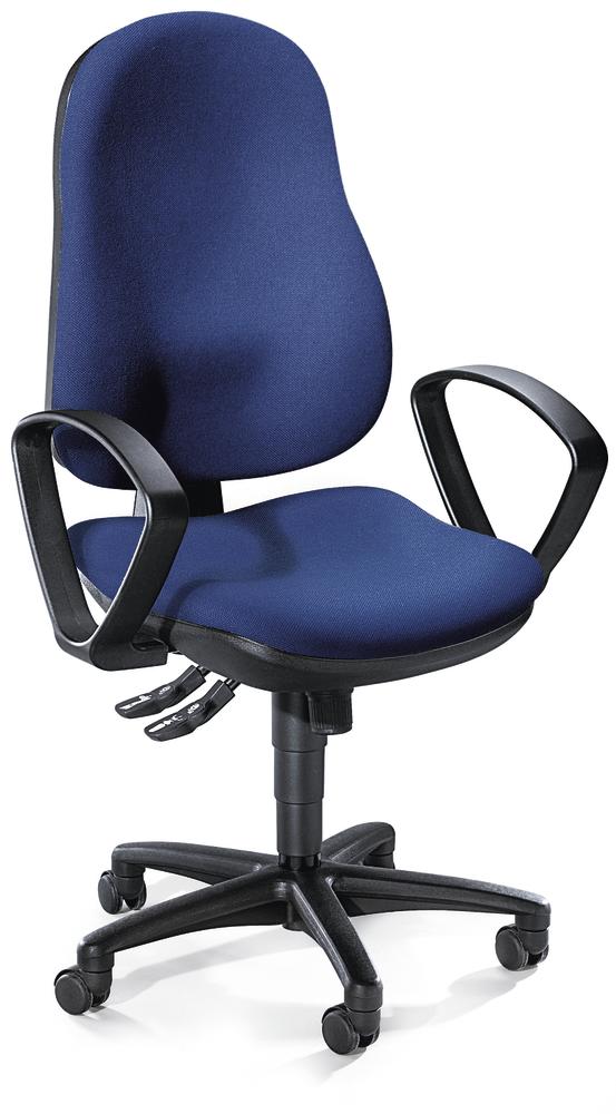 Bürodrehstuhl COMFORT I mit Armlehnen | Blau | Schwarz | feste Armlehnen