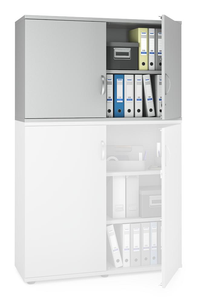 Flügeltüren-Aufsatzschrank MULTI M pro | Lichtgrau | 1200 | 750 mm (2 OH)