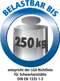 bei gleichmäßig verteilter Last bis 250 kg belastbar. bei gleichmäßig verteilter Last bis 250 kg belastbar.