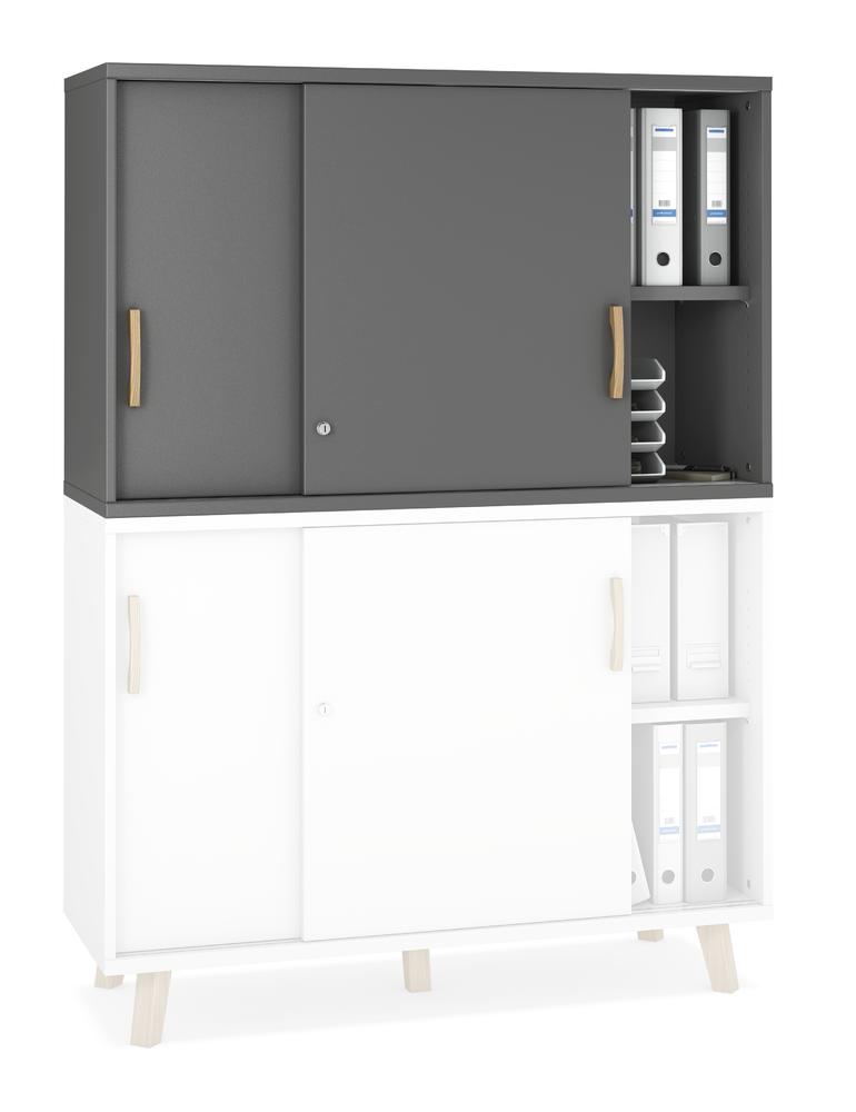 Schiebetüren-Aufsatzschrank SMART MODUL | Anthrazit | 1200 | 750 mm (2 OH)
