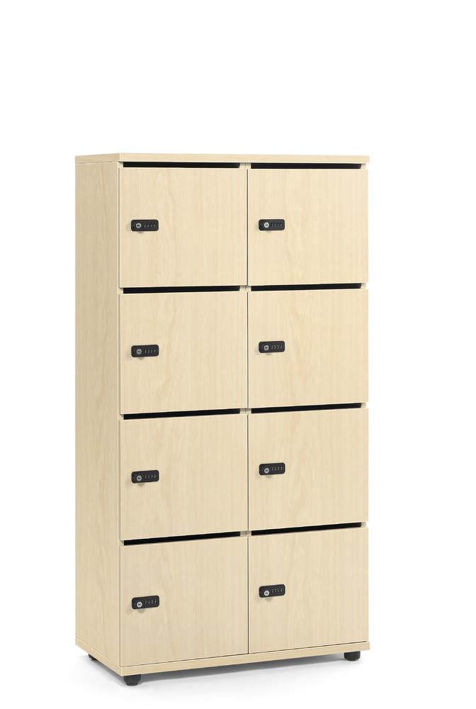 Schließfachschrank OFFICE-LINE mit 8 Fächern | Ahorndekor | Melamin | mit Posteinwurf | Ahorndekor | Mechanisches Zahlen-Kombinationsschloss