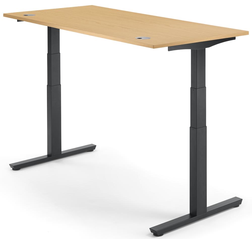 Höhenverstellbarer Schreibtisch COMFORT II MULTI M pro | Buchedekor | 1200 | Schwarz