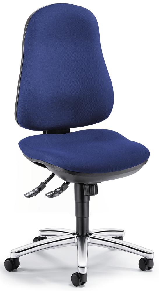 Bürodrehstuhl COMFORT I ohne Armlehnen | Blau | Verchromt | ohne Armlehnen (optional)