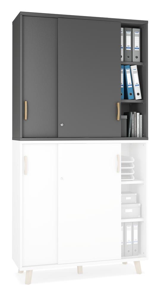 Schiebetüren-Aufsatzschrank SMART MODUL | Anthrazit | 1200 | 1110 mm (3 OH)
