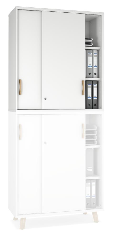 Schiebetüren-Aufsatzschrank SMART MODUL | Weiß | 1000 | 1110 mm (3 OH)