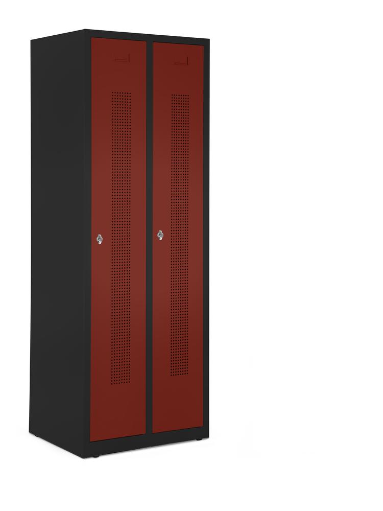 Garderobenspinde ohne Unterbau | Rubinrot RAL 3003 | Bodenstehend | 300 | Drehriegelverschluss