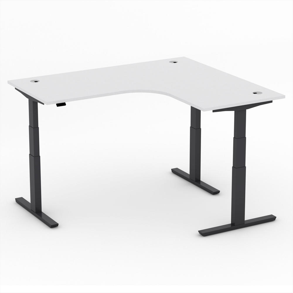 XXL Sitz-/ Stehschreibtisch Jumbo MULTI M | Lichtgrau | Schwarz | Eckschreibtisch rechtsseitig