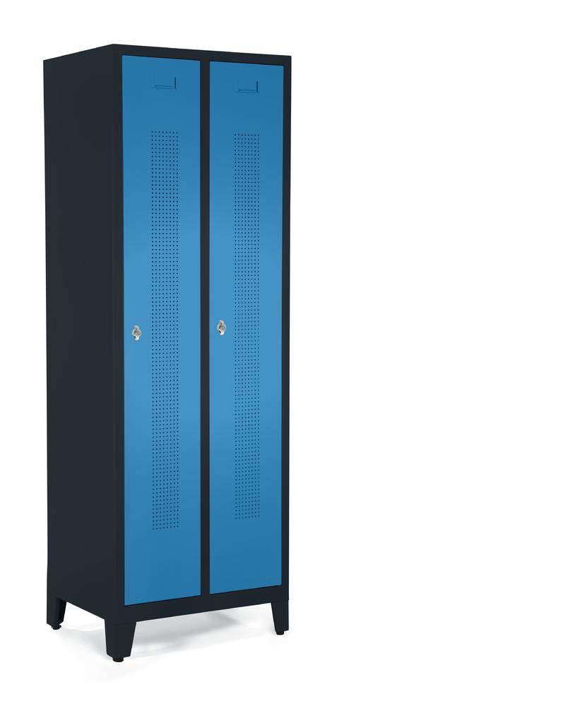 Garderobenspinde SYSTEM SP1 mit Füßen | Lichtblau RAL 5012 | mit Füßen | 300 | Drehriegelverschluss