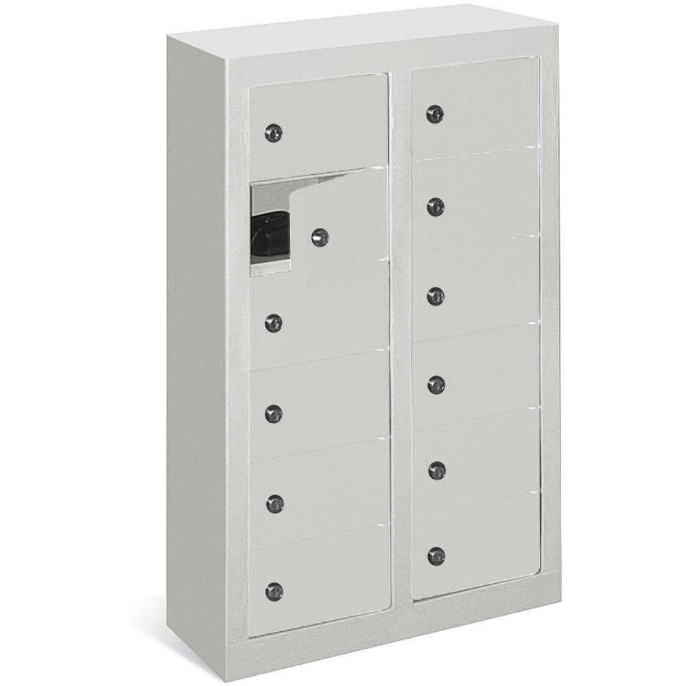 Kleinfachschrank 2 x 6 Fächer | Lichtgrau RAL 7035 | 815 | ohne Etikettenrahmen | 12