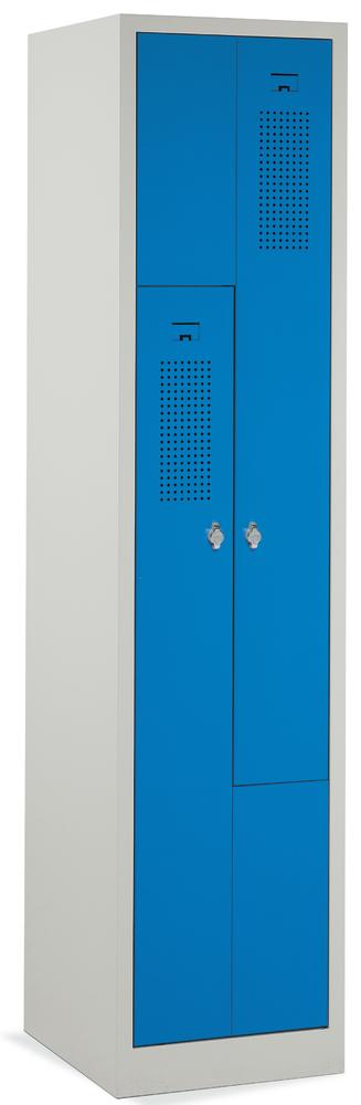 Z-Garderoben-Stahlspind mit Lüftungslöchern | Himmelblau RAL 5015 | 400 | 2 | Drehriegelverschluss