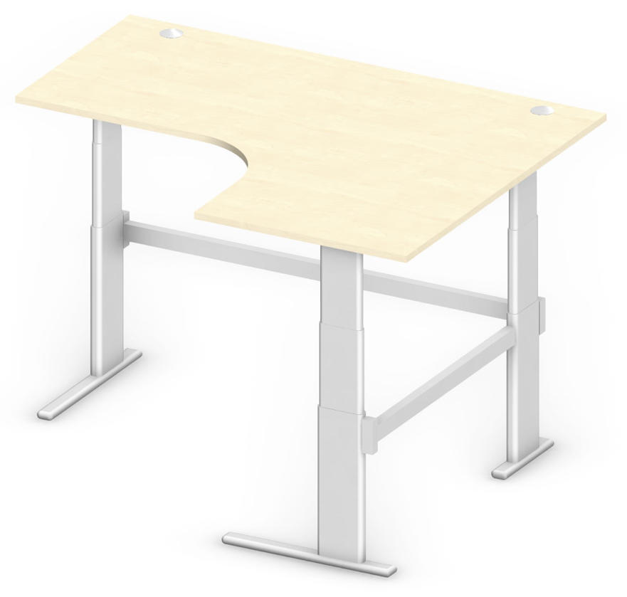 Höhenverstellbarer Eckschreibtisch COMFORT MULTI M | Ahorndekor | Eckschreibtisch rechtsseitig