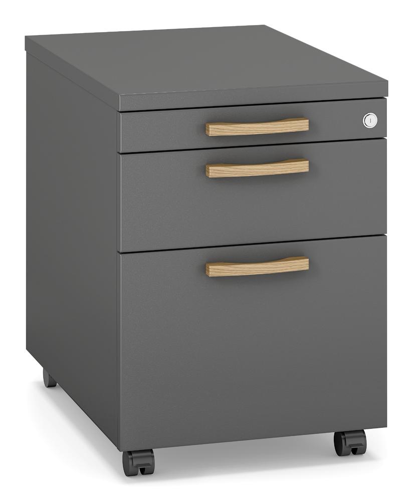 Rollcontainer SMART MODUL | Anthrazit | 600 | 1 + 1 Schübe + 1 Hängeregistratur