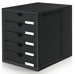 Kunststoff-Schubladenbox Schwarz | 5 geschlossene Schubladen