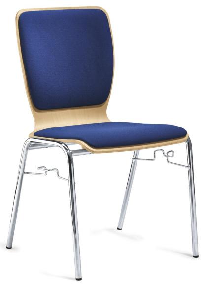 Bezoekersstoel JARA met koppelstuk blauw | zit- en rugkussen | verchroomd | inclusief