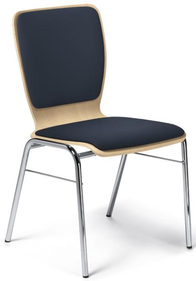 Bezoekersstoel JARA kunstleer donkerblauw | zit- en rugkussen