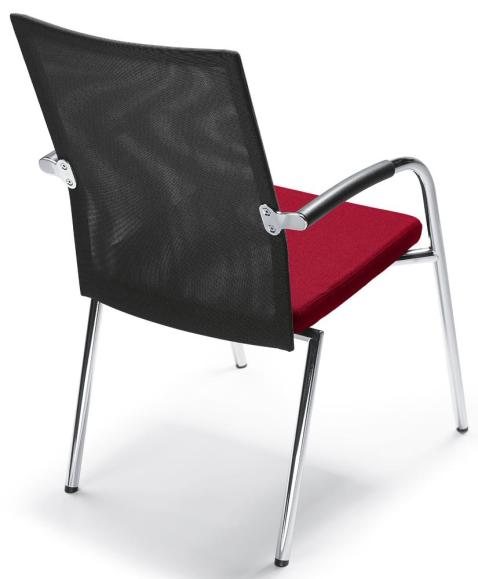 Besucher- und Konferenzstuhl RIVA 4 Schwarz/Rot | Stoffsitz mit Netzrücken
