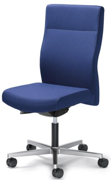 Bürodrehstuhl D001 ohne Armlehnen Blau | mit Gewichtsautomatik | Sitztiefenverstellung | Alusilber | ohne Kopfstütze