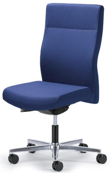 Bürostuhl D001 ohne Armlehnen Blau | mit Gewichtsautomatik | Sitztiefenverstellung | Aluminium poliert | ohne Kopfstütze